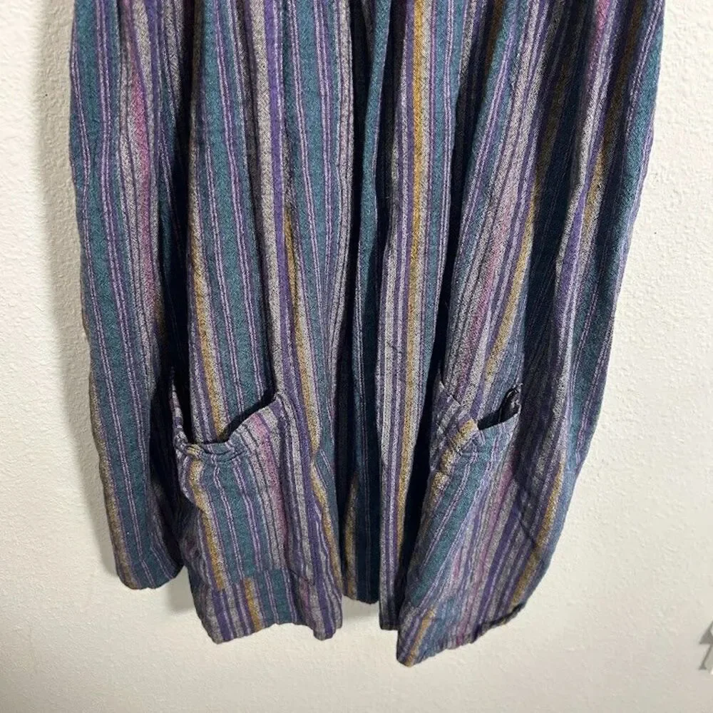 Soul Flower Jumper Dress XXL Striped 100% Cotton Sleeveless Pockets Sustainable